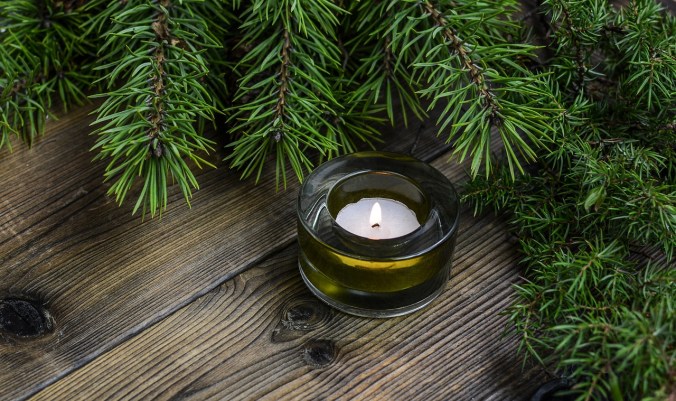A visual of a candle and a Christmas tree to draw attention to the theme of 'Preaching At Christmas'.